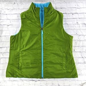 Merona Reversable Olive Green and Baby Blue Quilt Zipper Vest Size:XXL